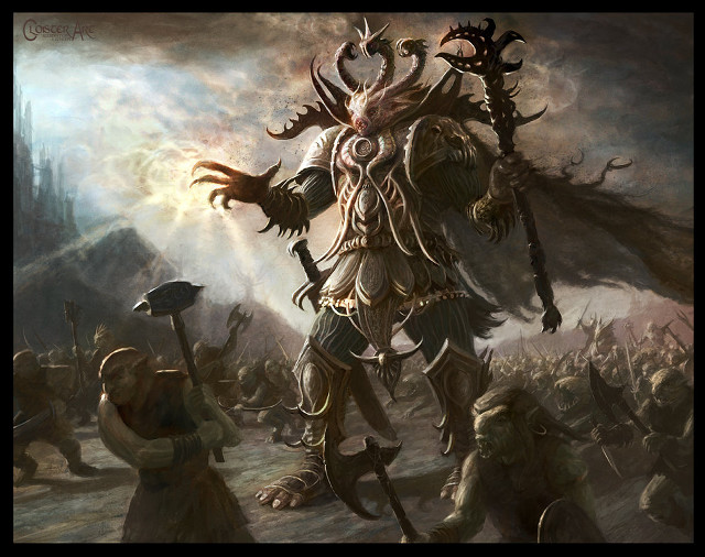 Horned man sword demon shoulder free wallpaper - medium preview image