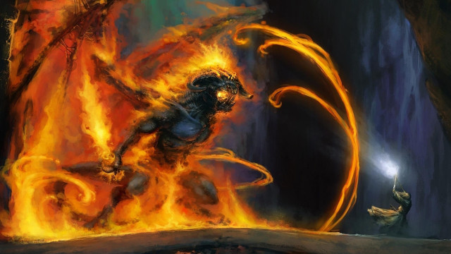 Demon sword fire background painting free wallpaper - medium preview image