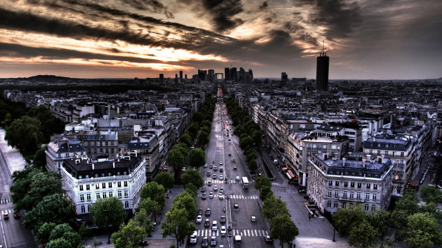 Cityscape cloudy sky street buildings free wallpaper for desktop - medium preview image