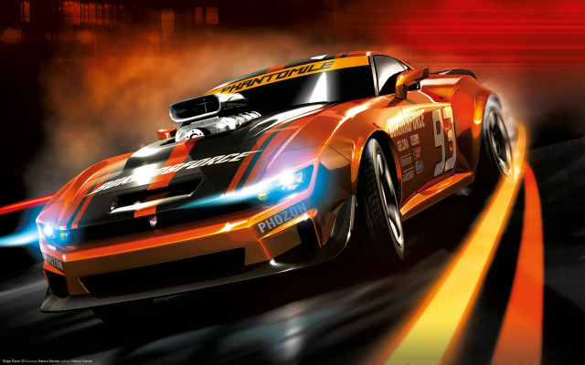 Car track redlight smoke photorealism free wallpaper - medium preview image