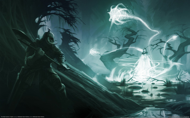 Glowing man dark forest magic free wallpaper - medium preview image