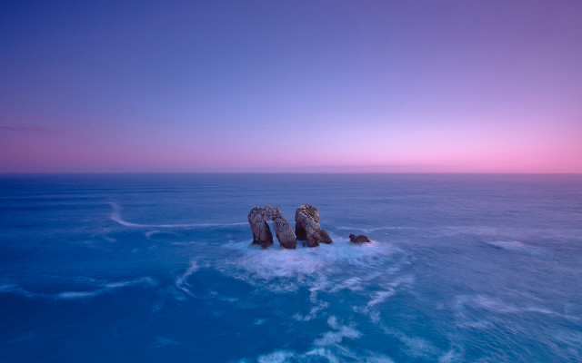 Rocks ocean sunset pink sky free wallpaper - medium preview image