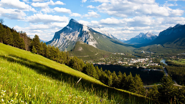 Valley mountain town clouds beautiful free wallpaper - medium preview image