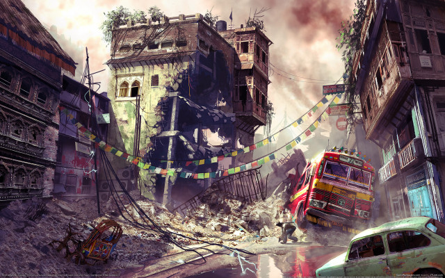 Tokyo cityscape matte painting architecture free wallpaper - medium preview image