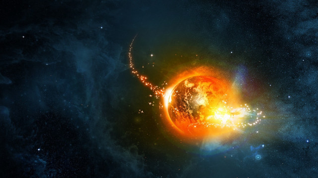 Space planet fire smoke star #2 free wallpaper - medium preview image