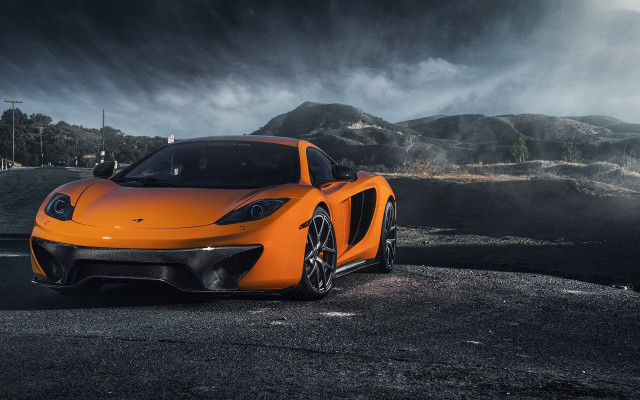Orange sports car mountain night #2 free wallpaper - medium preview image