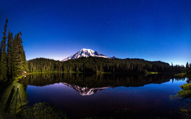 Mountain lake forest clear sky free wallpaper - medium preview image