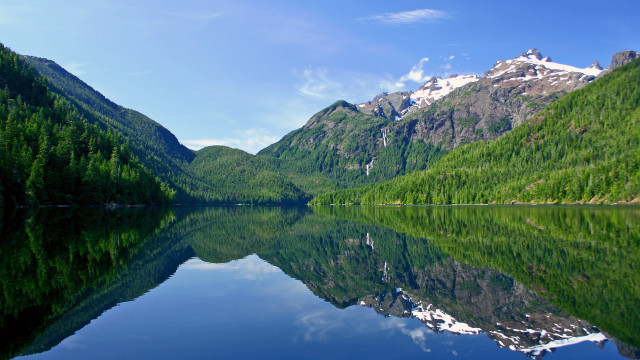 Mountain reflection lake forest horizon free wallpaper - medium preview image