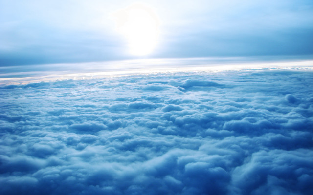 Sky clouds sunlight ocean mountains free wallpaper - medium preview image