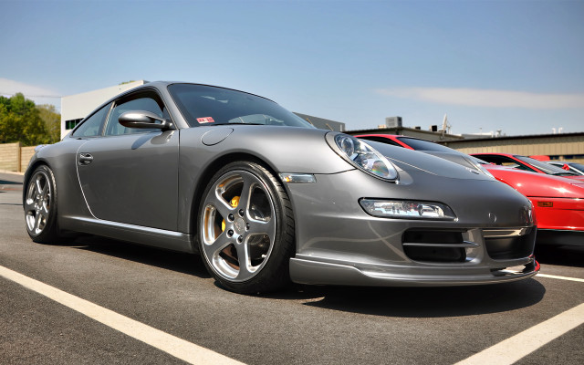 Silver sports car parking lot #8 free wallpaper - medium preview image