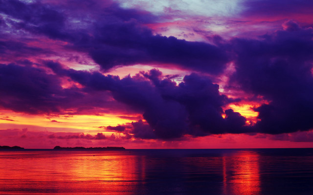 Sunset clouds boat surfboard city free wallpaper - medium preview image
