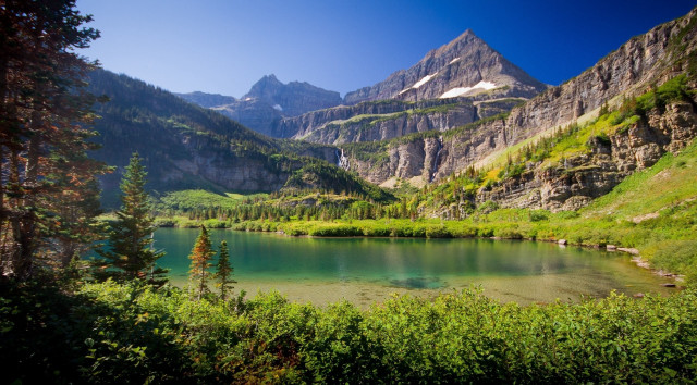 Mountain lake forest blue sky #2 free wallpaper - medium preview image