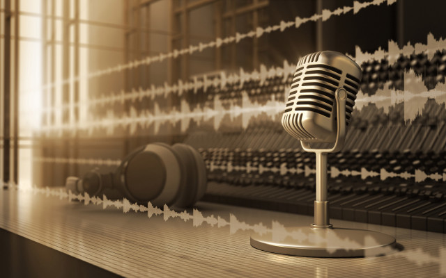 Microphone soundwave wall speaker studio free wallpaper - medium preview image