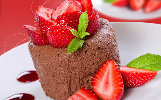 Chocolate cake strawberries berries cream free wallpaper - medium preview image