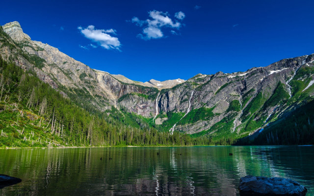 Mountain lake forest bridge city free wallpaper for desktop - medium preview image