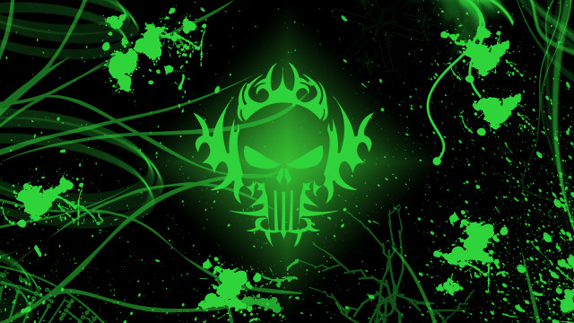Green skull black background paint free wallpaper - medium preview image