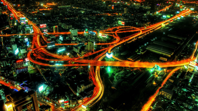 City lights traffic fireworks bridge free wallpaper - medium preview image