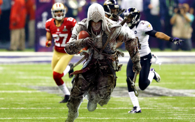 Football player running armor blurry #2 free wallpaper - medium preview image