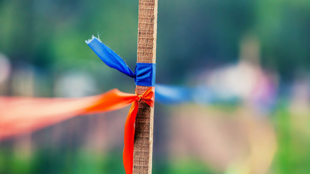 Cross blue ribbon red ribbons free wallpaper - medium preview image
