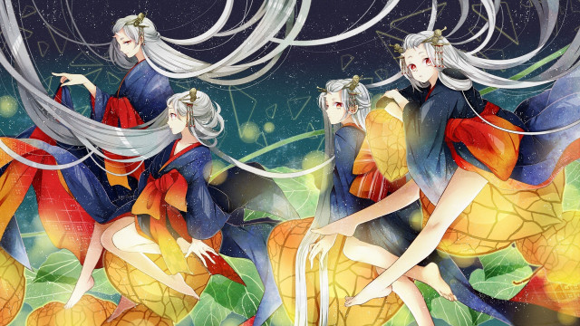 Leaves flowers stars moon kimono free wallpaper - medium preview image