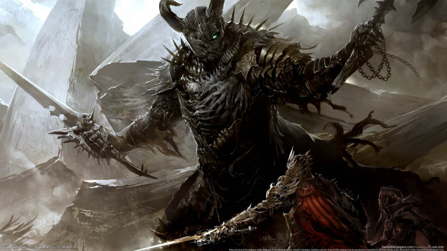 Demonic creature sword demon back free wallpaper - medium preview image