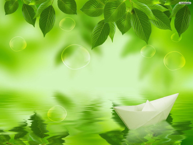 Paper boat lake leaves water free wallpaper - medium preview image
