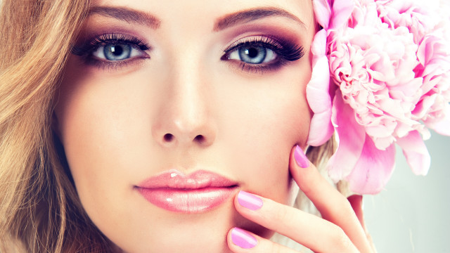 Woman flower pink manicure airbrush free wallpaper - medium preview image