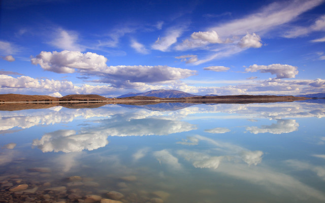 Lake mountains clouds sky beach free wallpaper - medium preview image