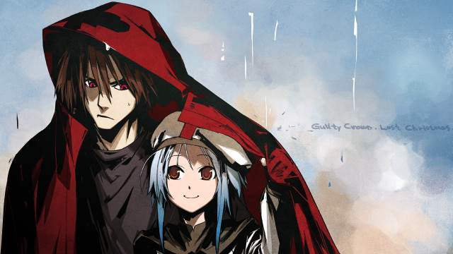 Anime characters red capes umbrella free wallpaper - medium preview image
