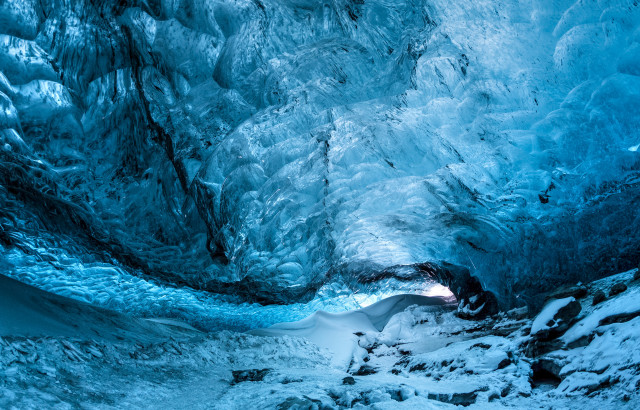 Ice cave light tunnel snow free wallpaper - medium preview image