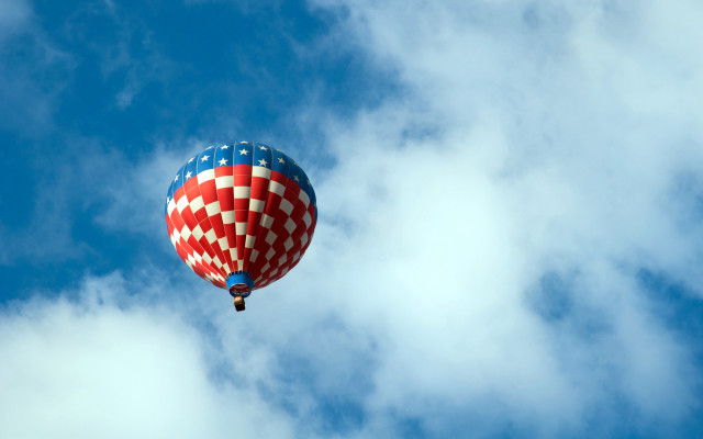 Hot air balloon cloudy blue free wallpaper - medium preview image