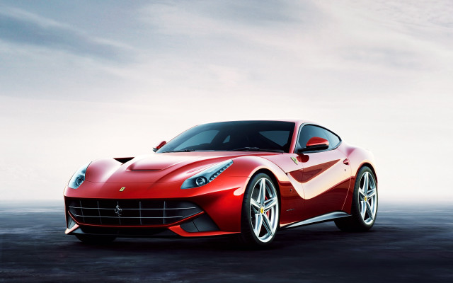 Red sports car concrete cloudy free wallpaper - medium preview image