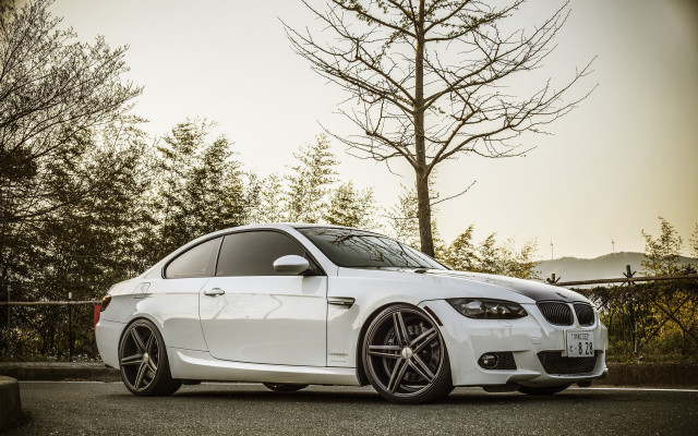 White car fence trees sky #2 free wallpaper - medium preview image