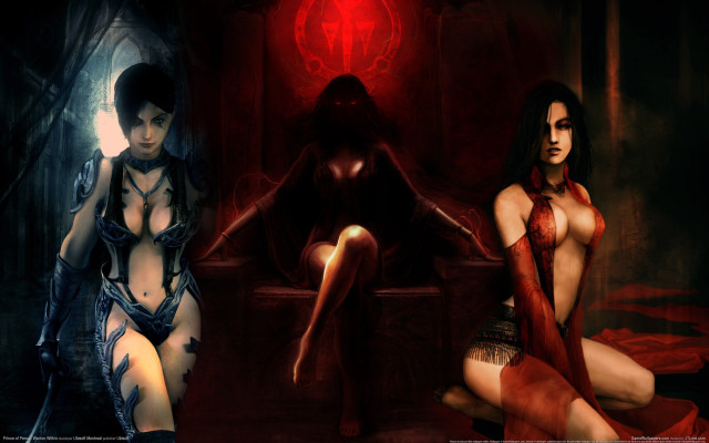 Gothic fantasy two women red free wallpaper - medium preview image