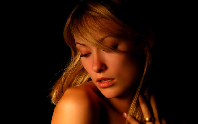Woman closed eyes hand shoulder free wallpaper - medium preview image