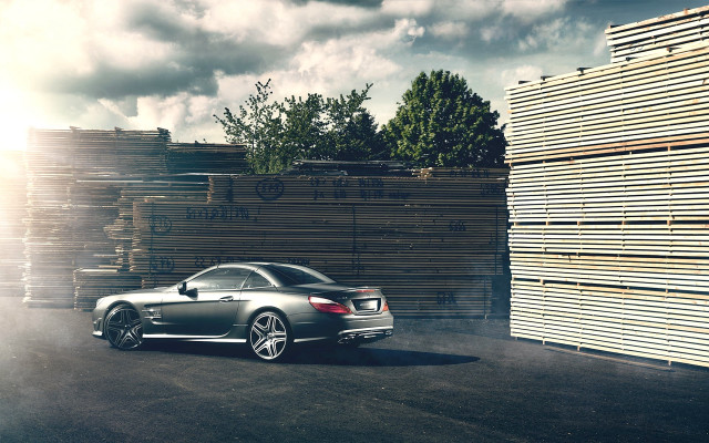Car wooden wall cloudy sky free wallpaper - medium preview image