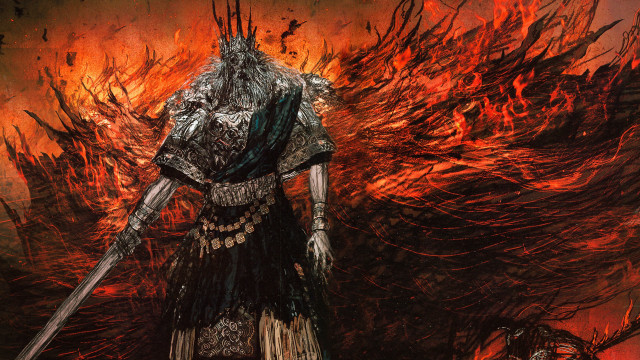 Woman sword fire birds flying free wallpaper - medium preview image