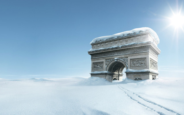 Tower snowy roof beach ocean free wallpaper - medium preview image