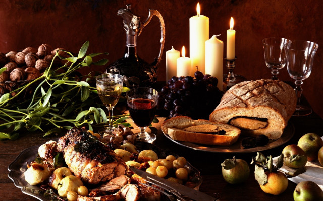 Food wine candles fruit stilllife free wallpaper - medium preview image