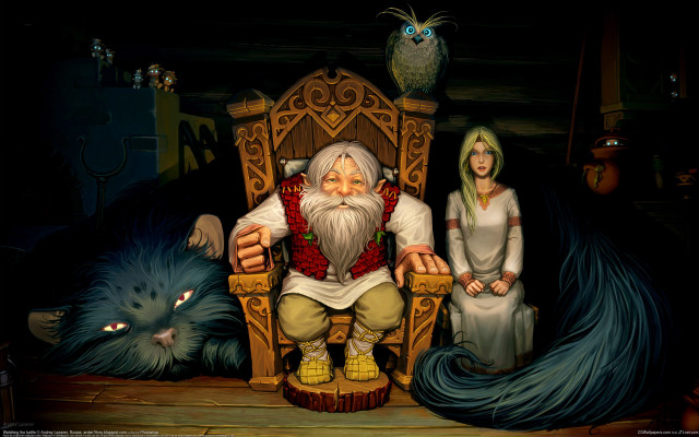 Fantasy portrait man woman cat free wallpaper - medium preview image