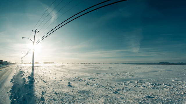 Snowy road telephone pole streetlight free wallpaper - medium preview image