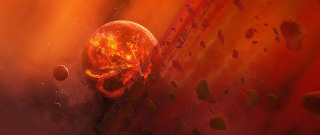Red yellow space scene moon free wallpaper - medium preview image