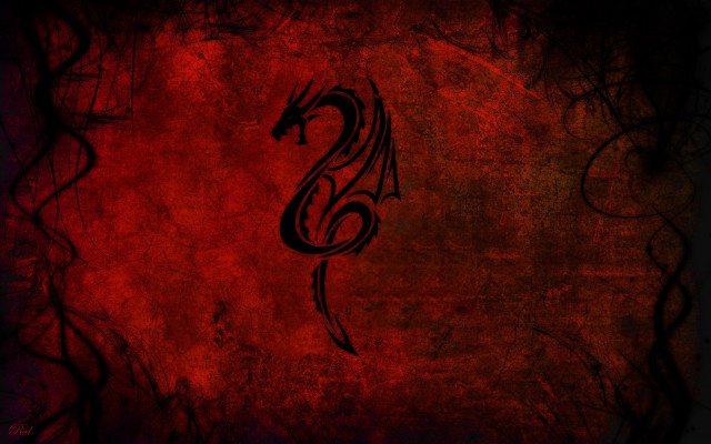 Dragon autumn fog moon silhouette free wallpaper - medium preview image
