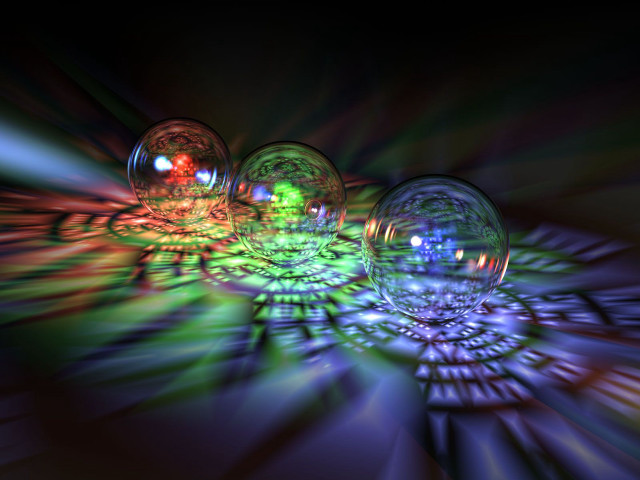 Glass balls holographic raytraced planet free wallpaper - medium preview image