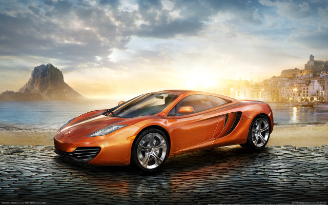 Car ocean city sunset cobblestone free wallpaper - medium preview image