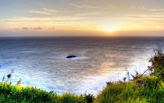 Sunset lake hill beach ocean free wallpaper - medium preview image