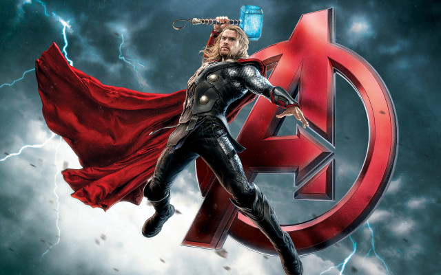 Man suit cape lightning hammer free wallpaper - medium preview image