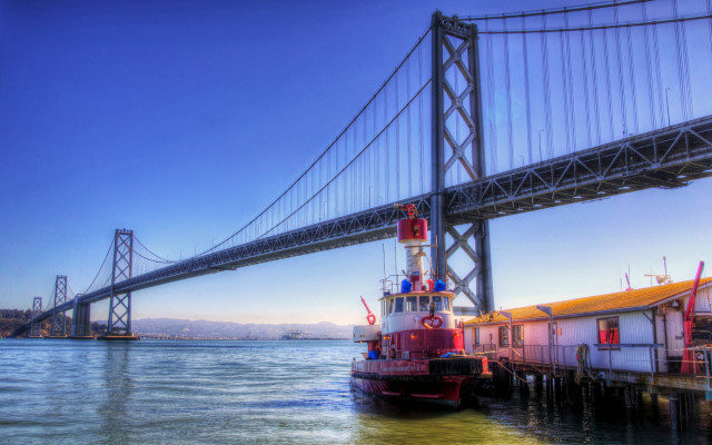 Docked boat bridge water building free wallpaper - medium preview image