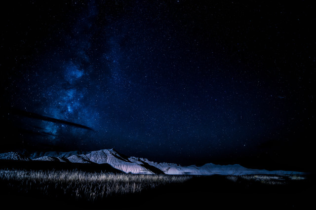 Night sky stars clouds mountains #2 free wallpaper - medium preview image