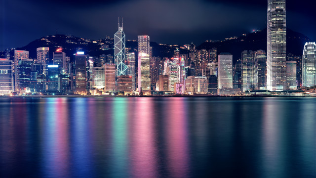 City skyline night water reflection #8 free wallpaper - medium preview image